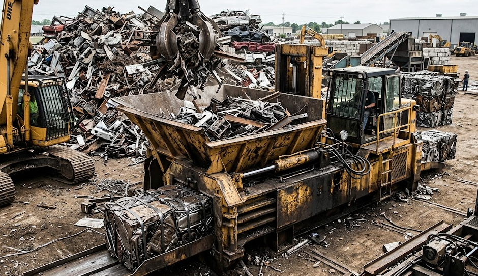 Heavy Machinery Scrap Metal Baling Operations
