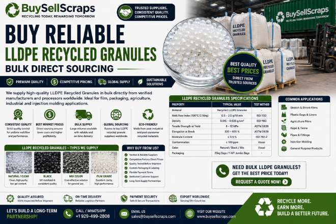 Buy Reliable LLDPE Recycled Granules